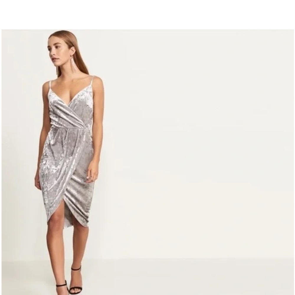 Dynamite Silver Crushed Velvet Tulip Dress Sz S